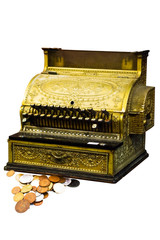 Cash register with coins