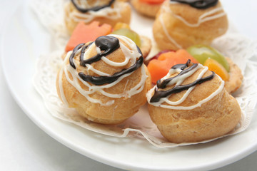 French pastry on white plate