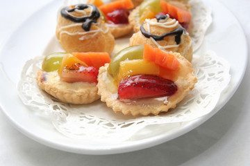 French pastry on white plate