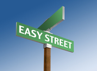 Green street sign with "Easy Street" printed on it