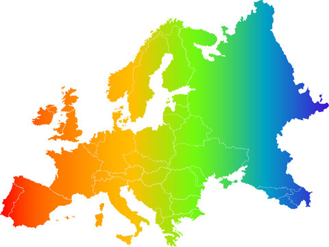 Abstract europe  color vector map on white