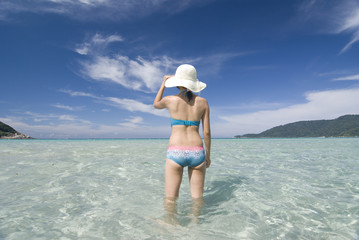 bikini girl enjoying the sea