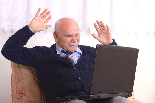 Grandfather And Computer