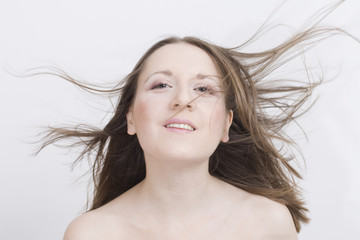 Girl with flying hair