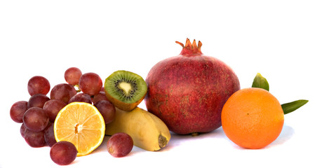 Fruit composition isolated on white background