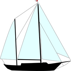 sailing boat silhouette - vector