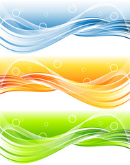 vector header with wavy lines in three color variations