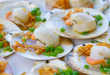 grilled scallops, shallow focus