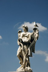 angel on the bridge in front of st. angel castle, rome