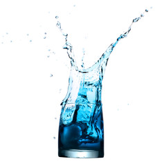 Glass of water on white