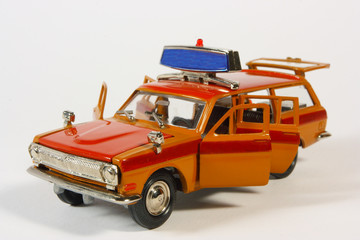 Scale metal model of the car of support of the airport