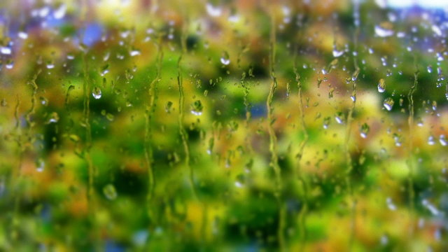 Raindrops on the  Window with defocused parts