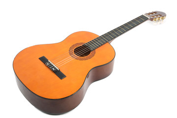 Fototapeta na wymiar Classical acoustic guitar isolated over white background