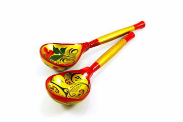 Pair of russian wooden spoons