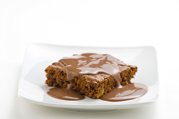 hot chocolate brownie with walnuts and vanilla