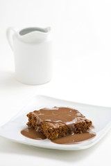 hot chocolate brownie with walnuts and vanilla