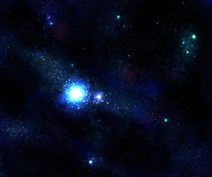 light star and blue space galaxy