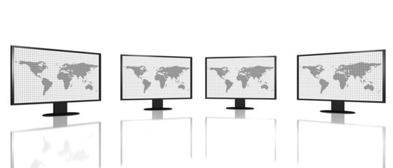 four digital hd monitor screens