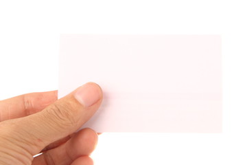 hand holding blank business card