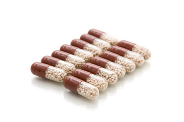 Pills on a white background