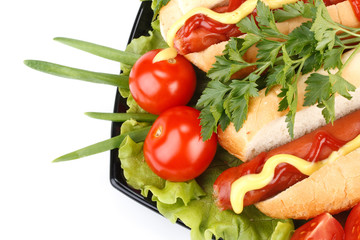 Hot dog with vegetables