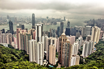 Fototapeta na wymiar Pejzaż z Hongkongu od Victoria Peak, Chiny