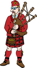 Scotsman in traditional clothes with bag-pipes
