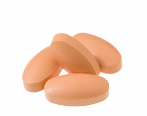 heap of red tablets - shallow DOF