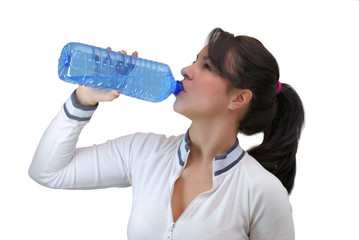 beautiful young woman drinking water
