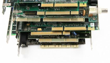 Old computer cards connection pins