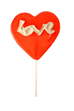 Valentine`s day red candy with word love 1