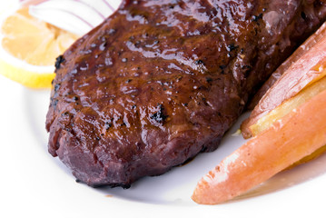 Roastbeef Steak mit Roten Kartoffeln,grünen Bohnen