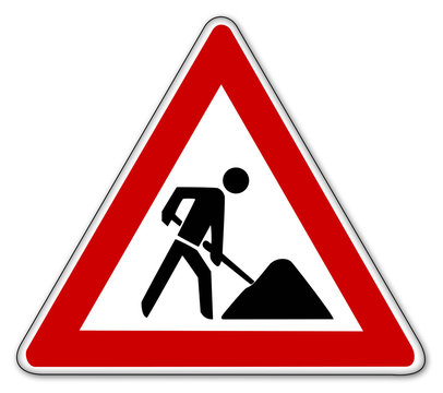 baustelle schild road works sign