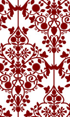 FOND ROUGE BORDEAUX ARABESQUE ANCIEN