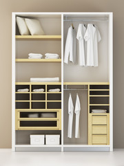 Inside the modern closet 3d rendering