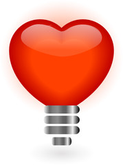 Heart in lightbulb - vector illustration