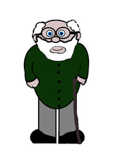 Old Grandad Cartoon - Isolated On White