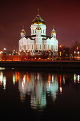 Fototapeta na wymiar Katedra Chrystusa Zbawiciela w nocy, Moskwa, Rosja