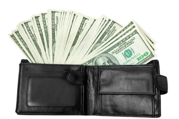 money with black wallet
