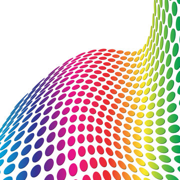 3D retro halftone dots forming a wavy background.