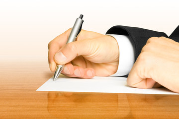 business. hand with pen