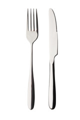 Fork and knife isolated against white background