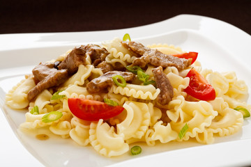 Pasta with meat and vegetables