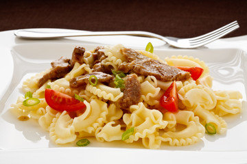 Pasta with meat and vegetables