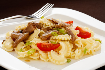 Pasta with meat and vegetables