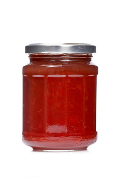 Strawberry jam glass jar