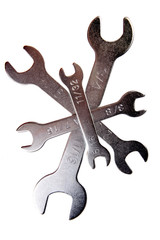 Obraz premium Spanners over white background