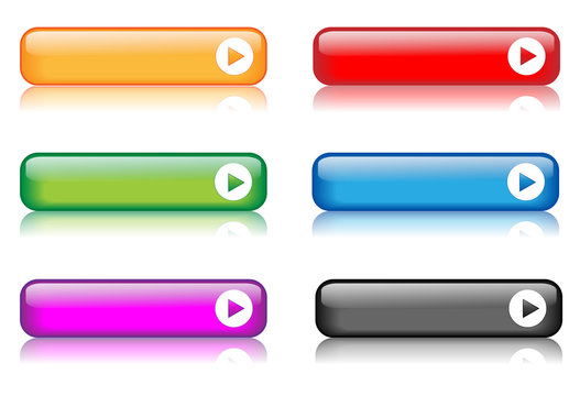 Rectangular Web Buttons (various colours / with reflections)