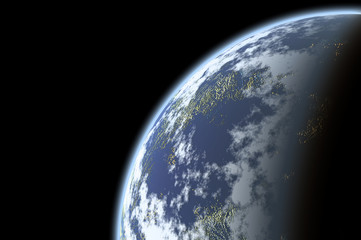 planet isolated in black