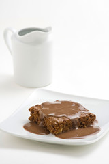 hot chocolate brownie with walnuts and vanilla